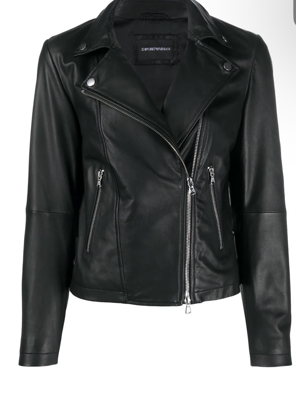 NWT Emporio Armani Black zipped biker Jacket. Size US 6 EU 42